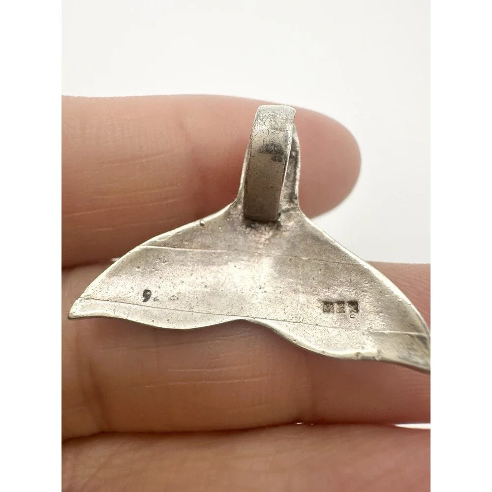 Sterling Silver Whale Tail Slide Charm Pendant